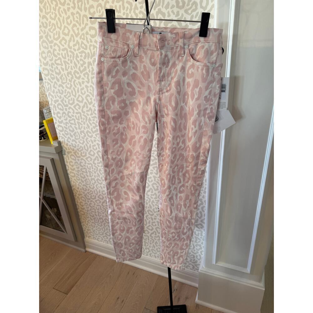 7 for all Mankind Women's Leopard Print Powder 'The Skinny Crop' Jeans Size 27